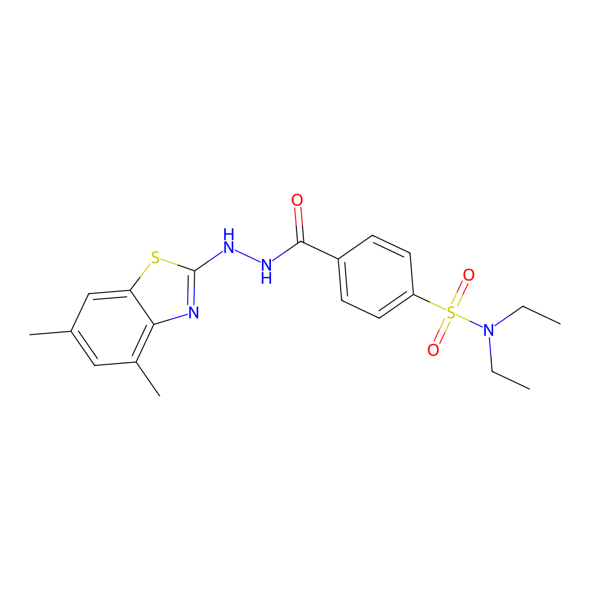 4-(2-(4,6-dimethylbenzo[d]thiazol-2-yl)hydrazinecarbonyl)-N,N-diethylbenzenesulfonamide molecular structure, CAS 851980-73-9