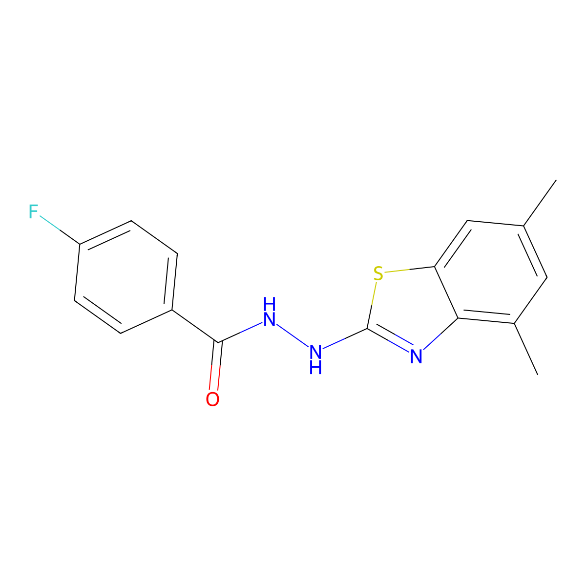 N'-(4,6-dimethyl-1,3-benzothiazol-2-yl)-4-fluorobenzohydrazide molecular structure, CAS 851987-14-9