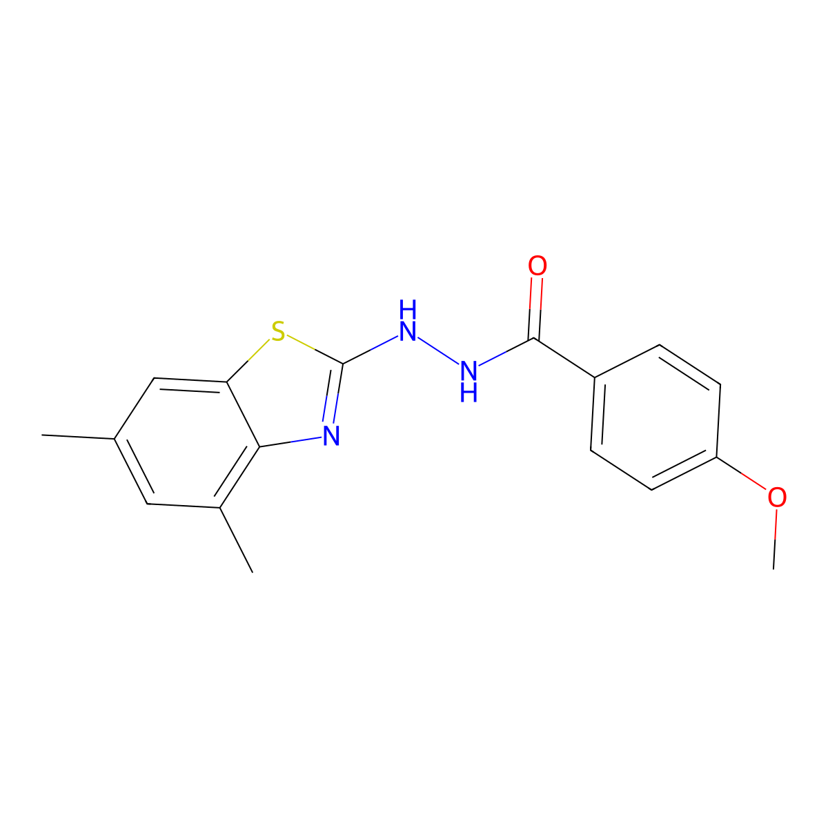 N'-(4,6-dimethyl-1,3-benzothiazol-2-yl)-4-methoxybenzohydrazide molecular structure, CAS 851987-16-1