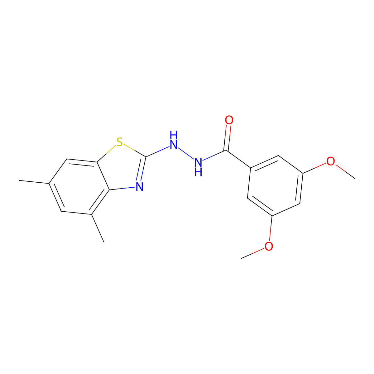 N'-(4,6-dimethyl-1,3-benzothiazol-2-yl)-3,5-dimethoxybenzohydrazide molecular structure, CAS 851987-17-2