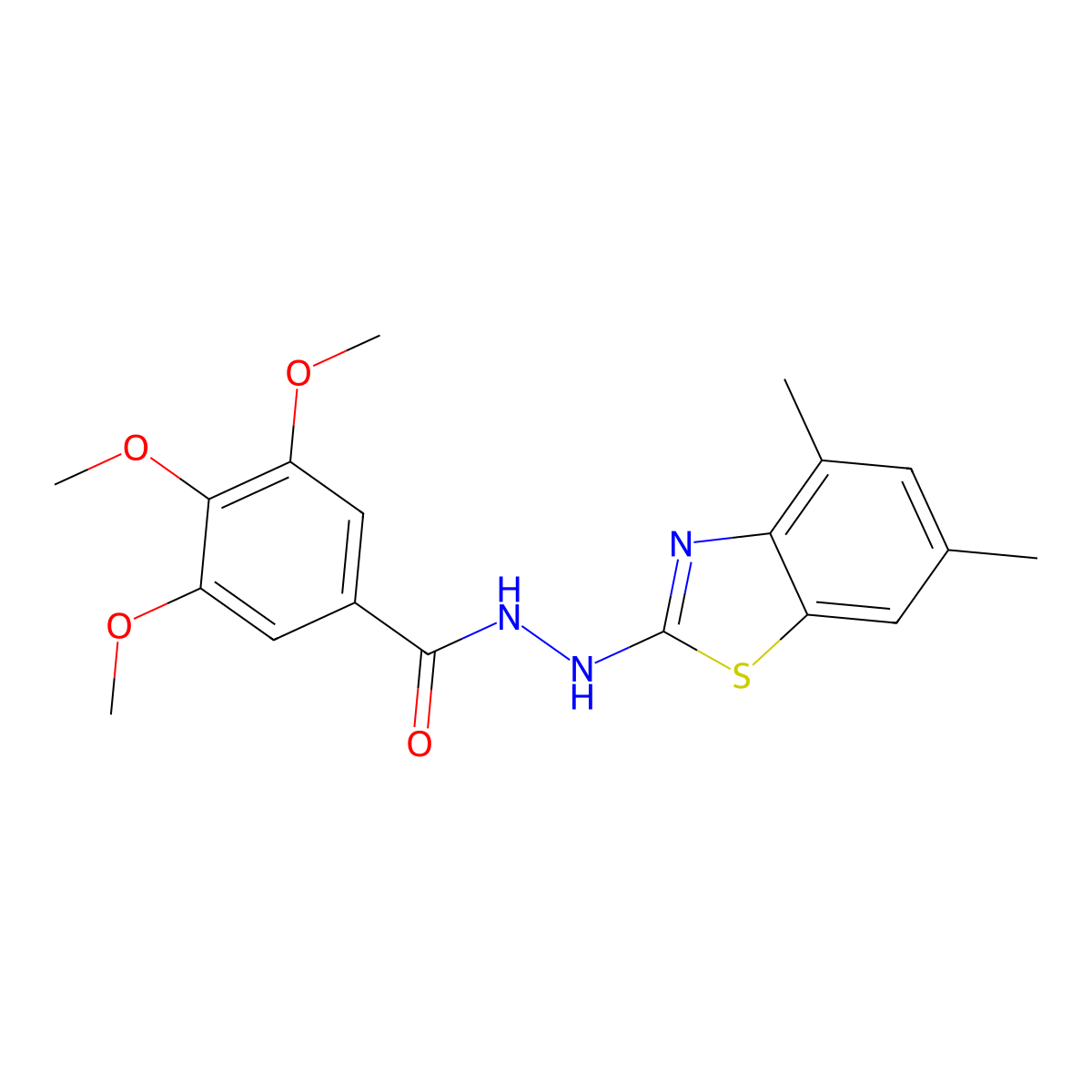 N'-(4,6-dimethyl-1,3-benzothiazol-2-yl)-3,4,5-trimethoxybenzohydrazide molecular structure, CAS 851987-19-4