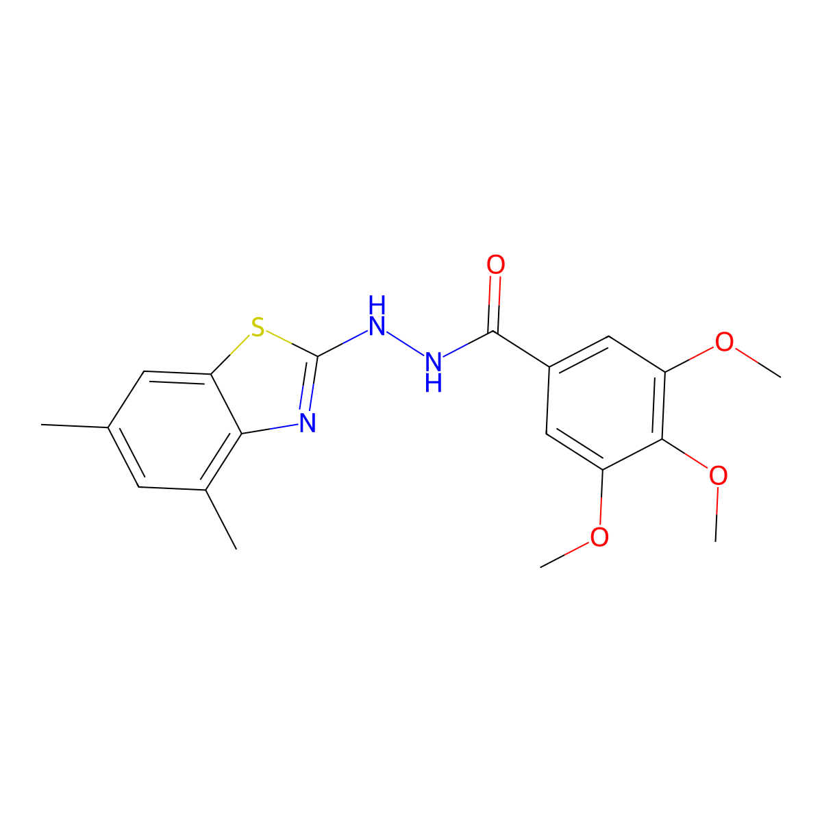 N'-(4,6-dimethyl-1,3-benzothiazol-2-yl)-3,4,5-trimethoxybenzohydrazide molecular structure, CAS 851987-19-4