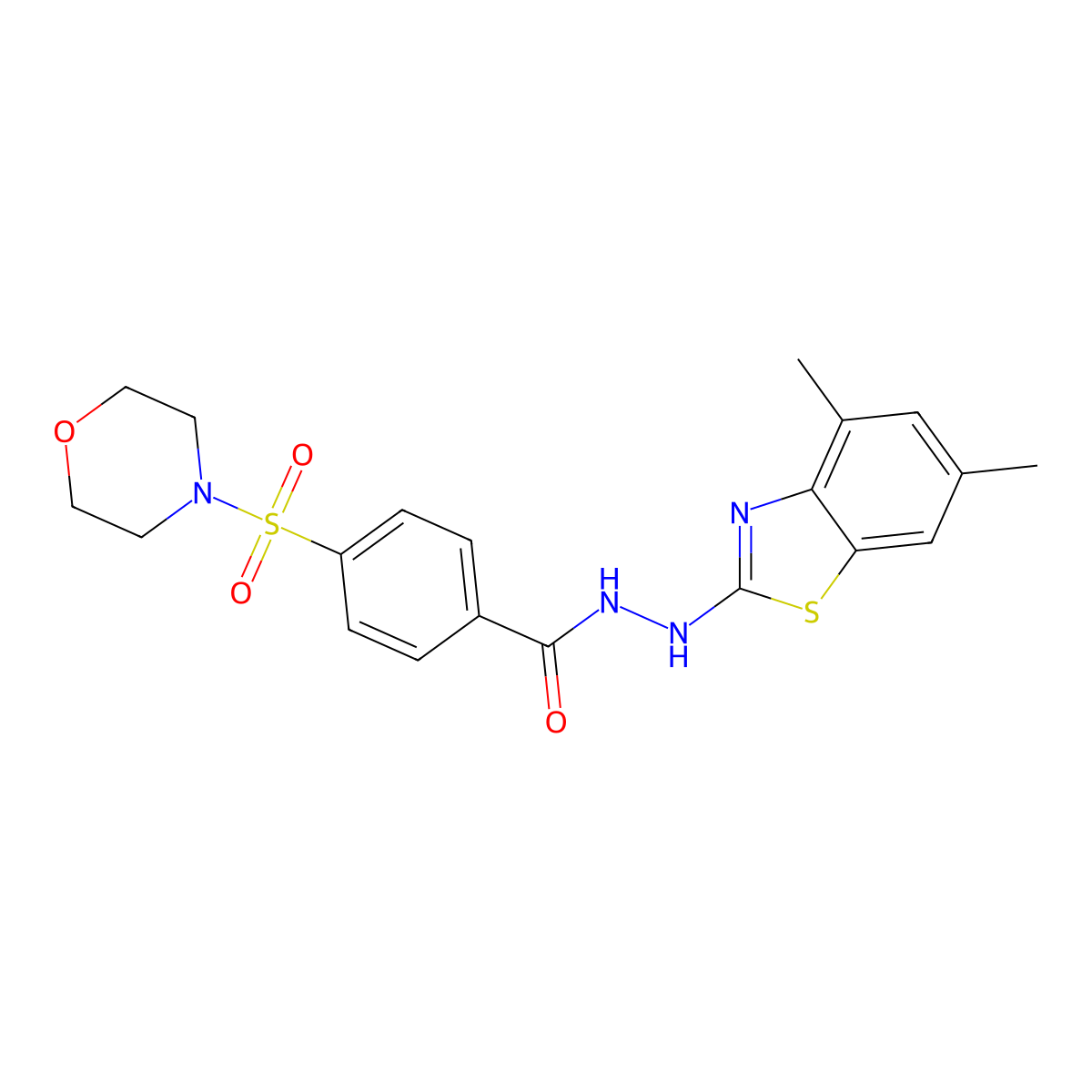 N'-(4,6-dimethylbenzo[d]thiazol-2-yl)-4-(morpholinosulfonyl)benzohydrazide molecular structure, CAS 851987-21-8