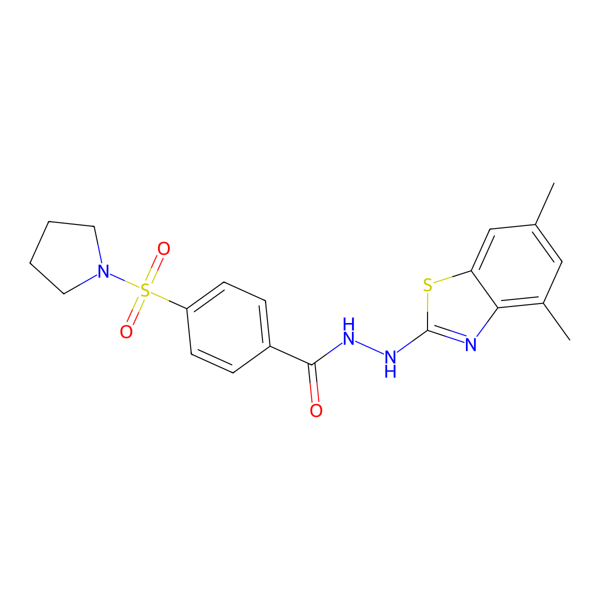 N'-(4,6-dimethylbenzo[d]thiazol-2-yl)-4-(pyrrolidin-1-ylsulfonyl)benzohydrazide molecular structure, CAS 851987-22-9