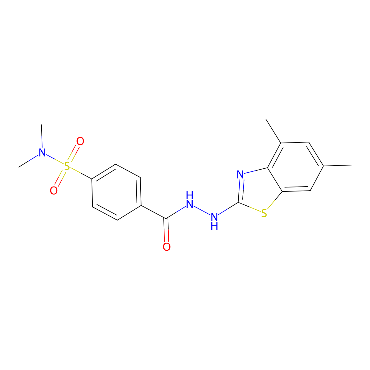 4-(2-(4,6-dimethylbenzo[d]thiazol-2-yl)hydrazinecarbonyl)-N,N-dimethylbenzenesulfonamide molecular structure, CAS 851987-23-0