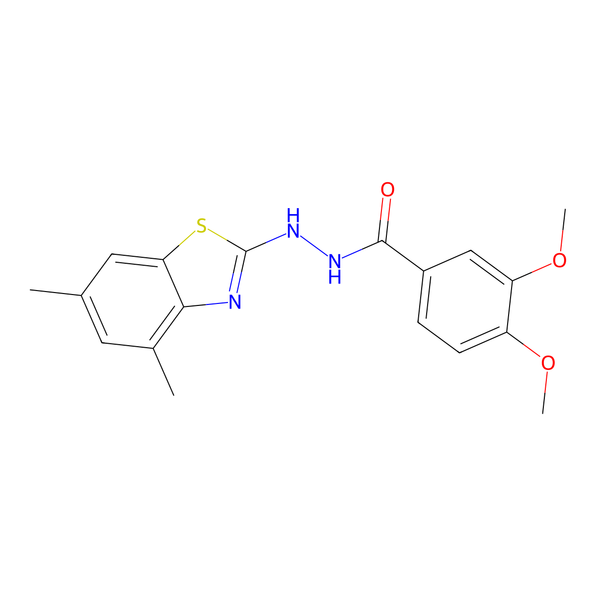 N'-(4,6-dimethyl-1,3-benzothiazol-2-yl)-3,4-dimethoxybenzohydrazide molecular structure, CAS 851987-24-1