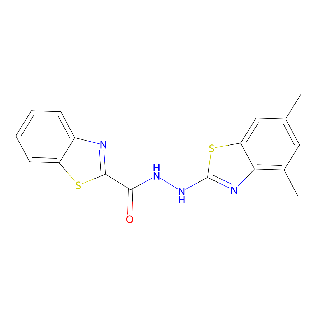 N'-(4,6-dimethyl-1,3-benzothiazol-2-yl)-1,3-benzothiazole-2-carbohydrazide molecular structure, CAS 851987-25-2