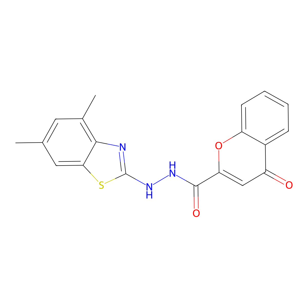 N'-(4,6-dimethyl-1,3-benzothiazol-2-yl)-4-oxochromene-2-carbohydrazide molecular structure, CAS 851987-28-5