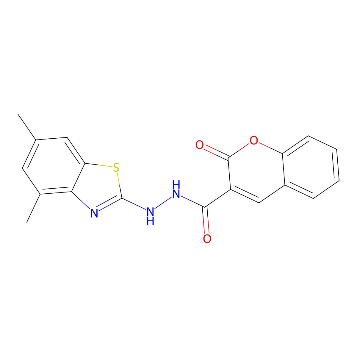 N'-(4,6-dimethylbenzo[d]thiazol-2-yl)-2-oxo-2H-chromene-3-carbohydrazide molecular structure, CAS 851987-29-6