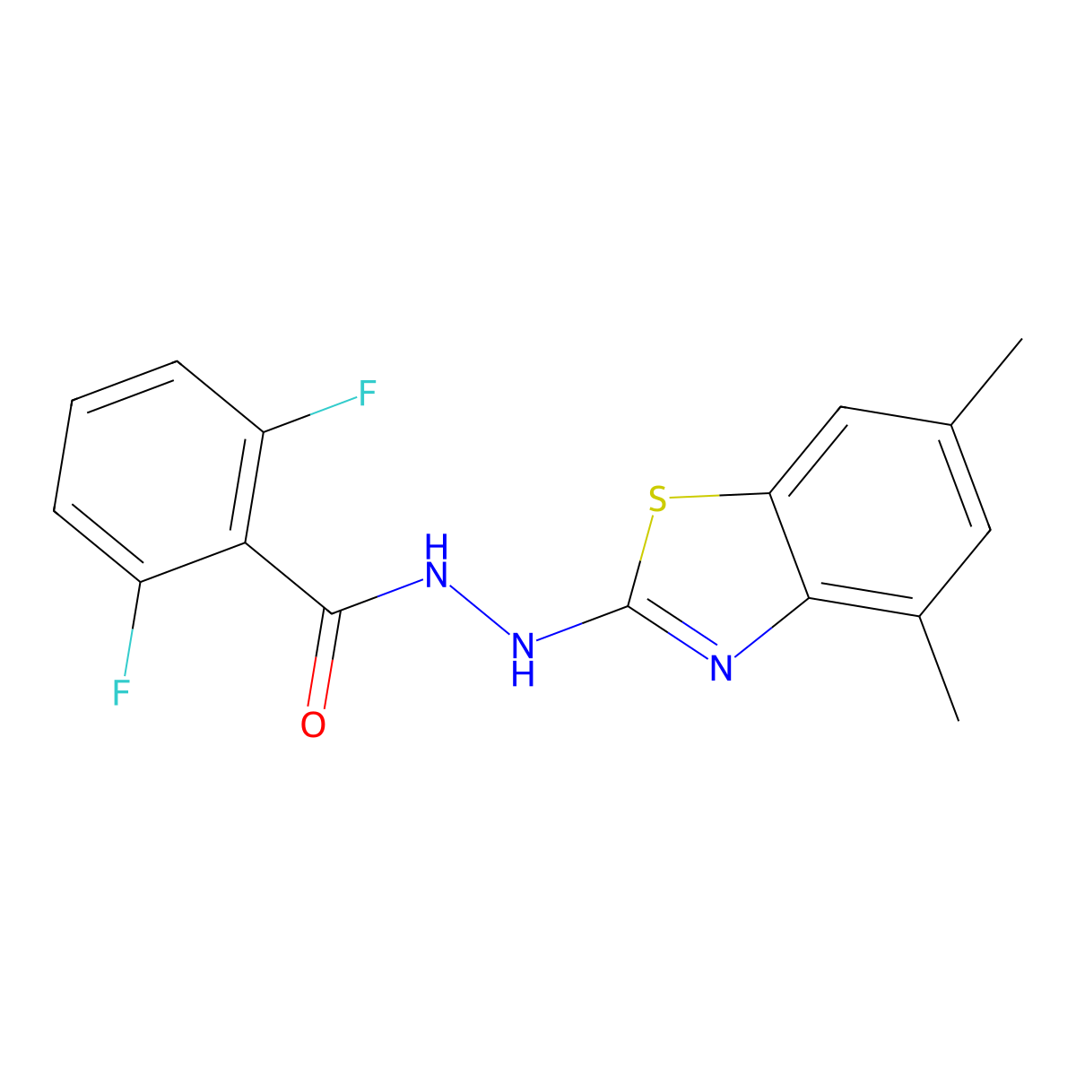 N'-(4,6-dimethyl-1,3-benzothiazol-2-yl)-2,6-difluorobenzohydrazide molecular structure, CAS 851987-39-8