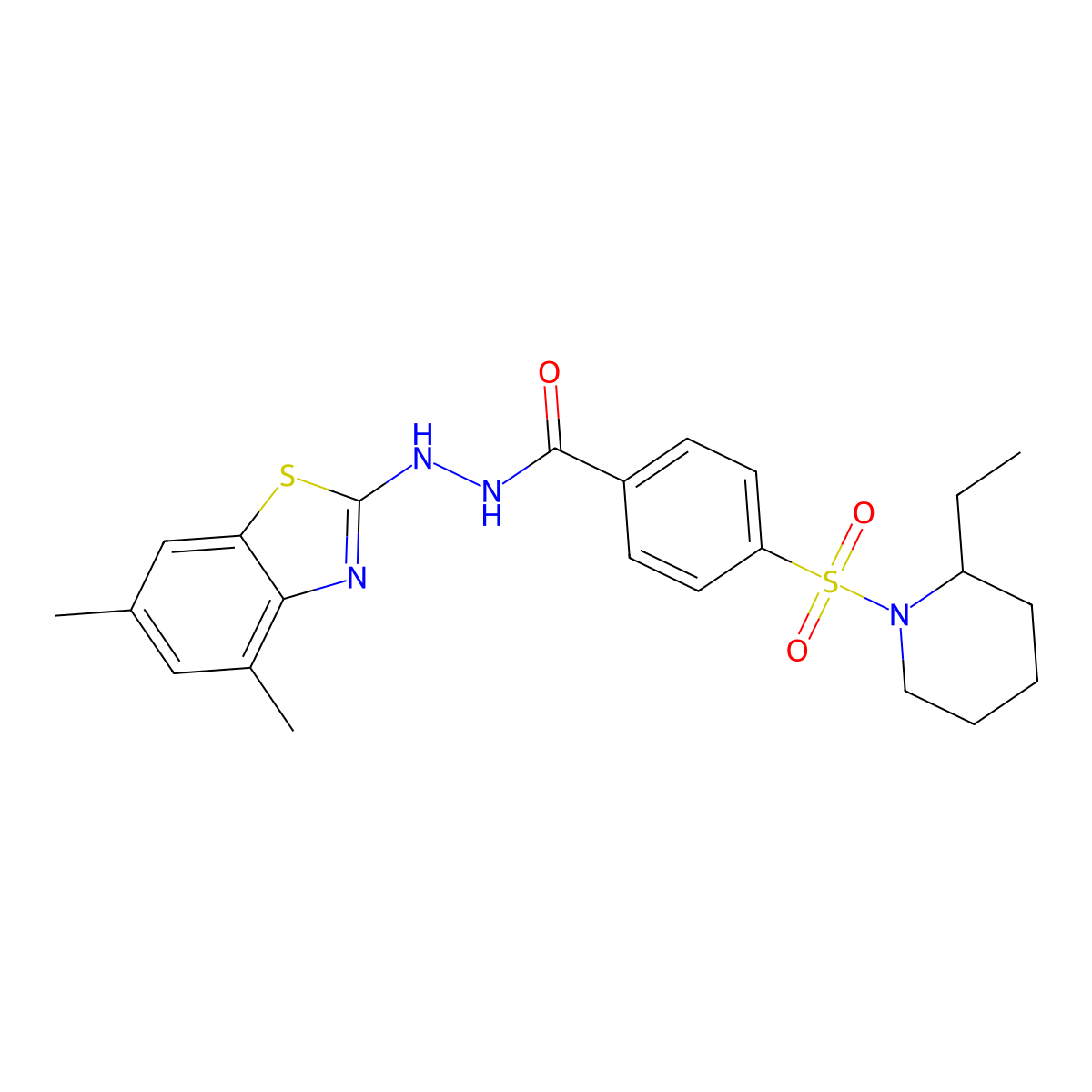 N'-(4,6-dimethylbenzo[d]thiazol-2-yl)-4-((2-ethylpiperidin-1-yl)sulfonyl)benzohydrazide molecular structure, CAS 851987-43-4