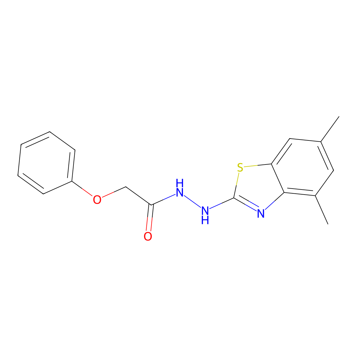 N'-(4,6-dimethylbenzo[d]thiazol-2-yl)-2-phenoxyacetohydrazide molecular structure, CAS 851987-45-6