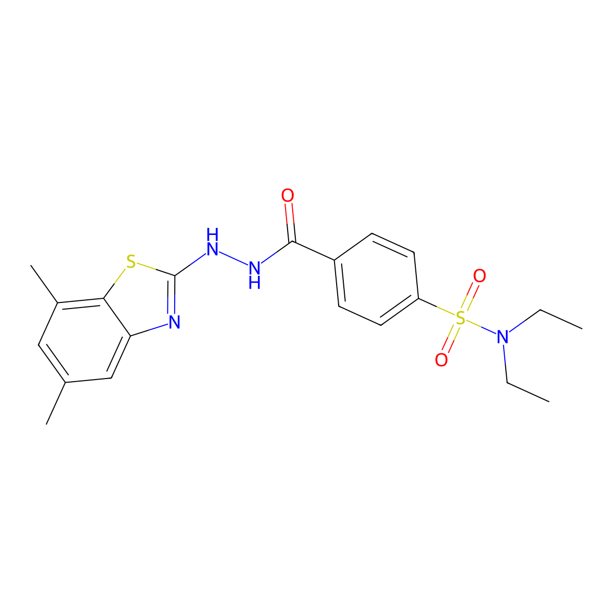 4-(2-(5,7-dimethylbenzo[d]thiazol-2-yl)hydrazinecarbonyl)-N,N-diethylbenzenesulfonamide molecular structure, CAS 851987-46-7
