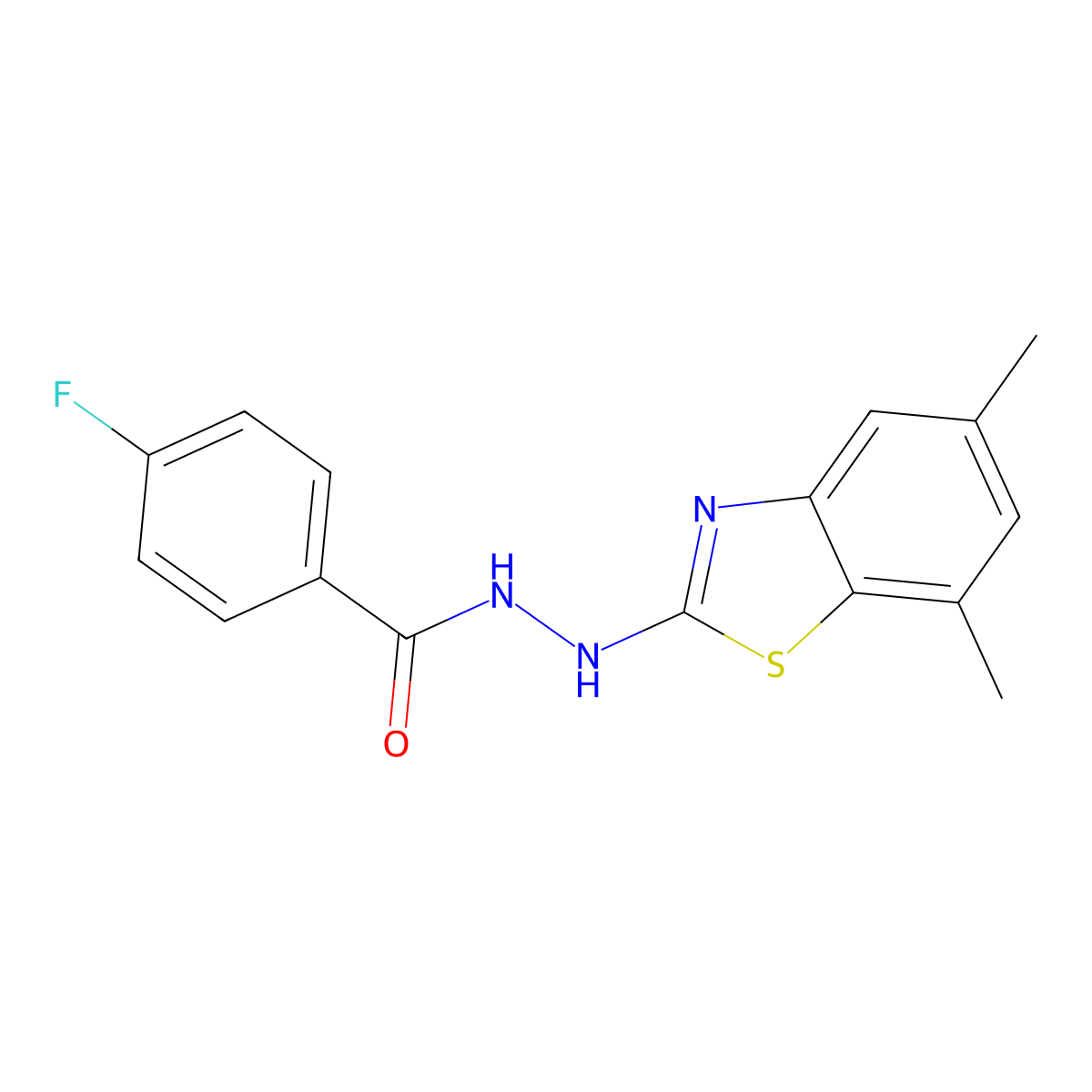 N'-(5,7-dimethyl-1,3-benzothiazol-2-yl)-4-fluorobenzohydrazide molecular structure, CAS 851987-47-8