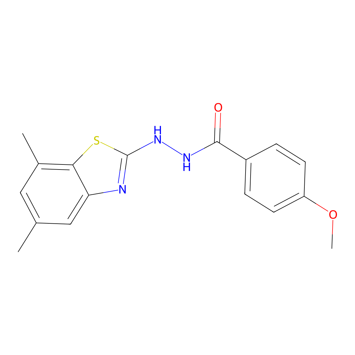 N'-(5,7-dimethyl-1,3-benzothiazol-2-yl)-4-methoxybenzohydrazide molecular structure, CAS 851987-49-0