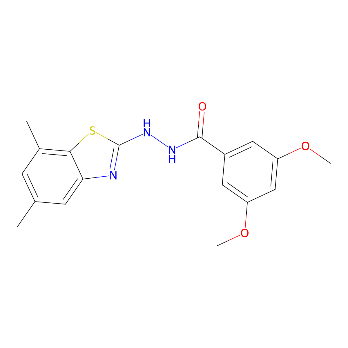 N'-(5,7-dimethyl-1,3-benzothiazol-2-yl)-3,5-dimethoxybenzohydrazide molecular structure, CAS 851987-50-3