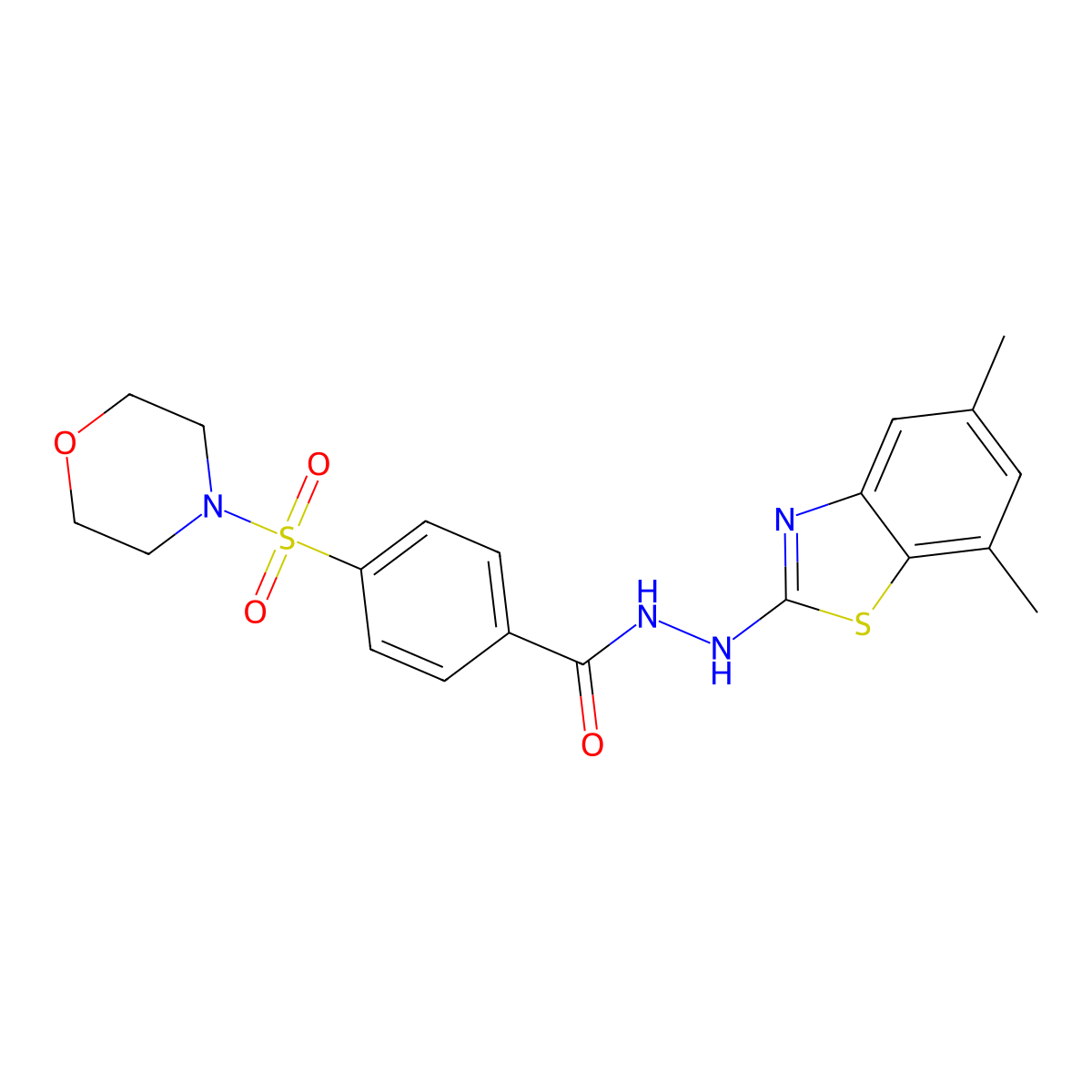 N'-(5,7-dimethylbenzo[d]thiazol-2-yl)-4-(morpholinosulfonyl)benzohydrazide molecular structure, CAS 851987-52-5