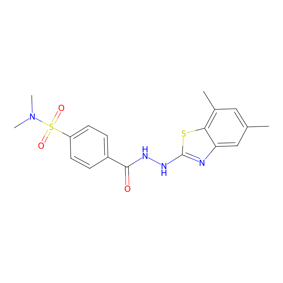 4-(2-(5,7-dimethylbenzo[d]thiazol-2-yl)hydrazinecarbonyl)-N,N-dimethylbenzenesulfonamide molecular structure, CAS 851987-54-7