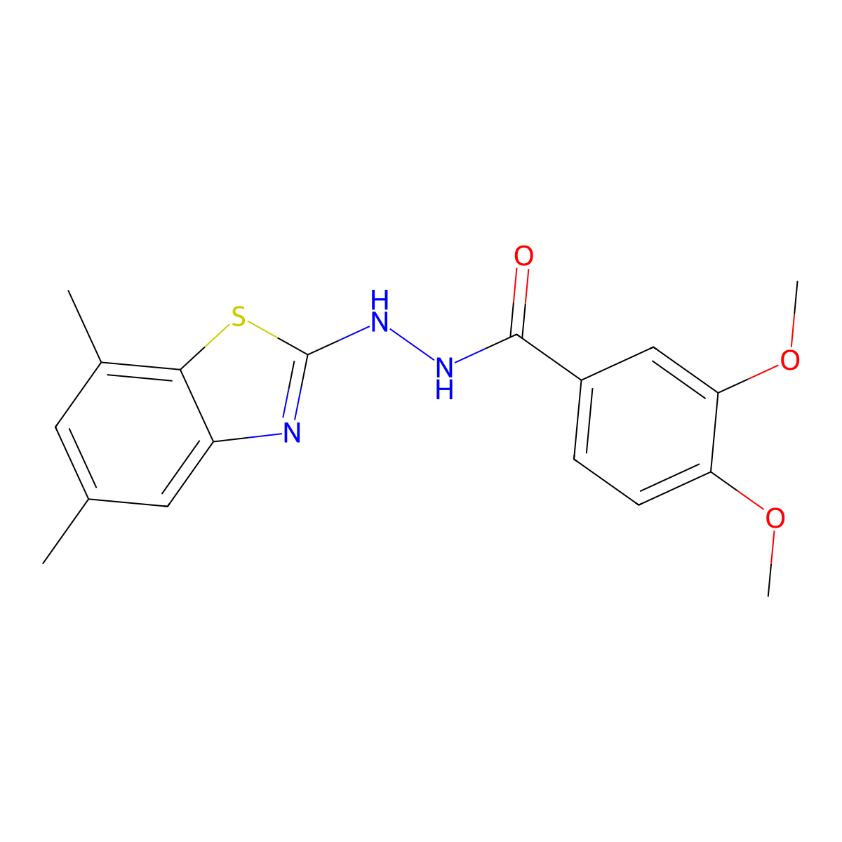 N'-(5,7-dimethyl-1,3-benzothiazol-2-yl)-3,4-dimethoxybenzohydrazide molecular structure, CAS 851987-55-8