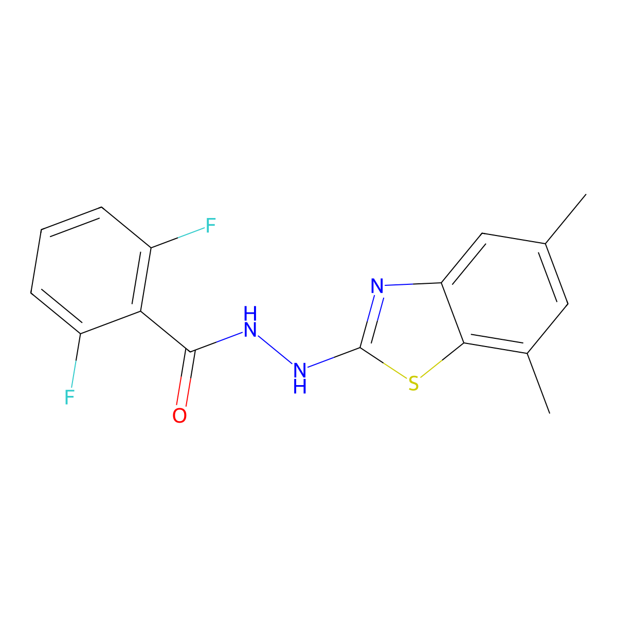 N'-(5,7-dimethyl-1,3-benzothiazol-2-yl)-2,6-difluorobenzohydrazide molecular structure, CAS 851987-65-0