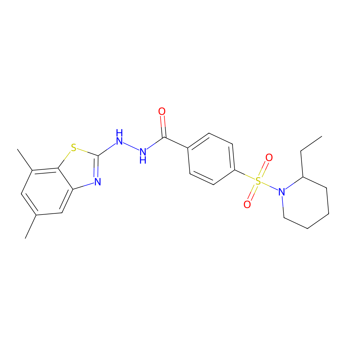 N'-(5,7-dimethylbenzo[d]thiazol-2-yl)-4-((2-ethylpiperidin-1-yl)sulfonyl)benzohydrazide molecular structure, CAS 851987-68-3
