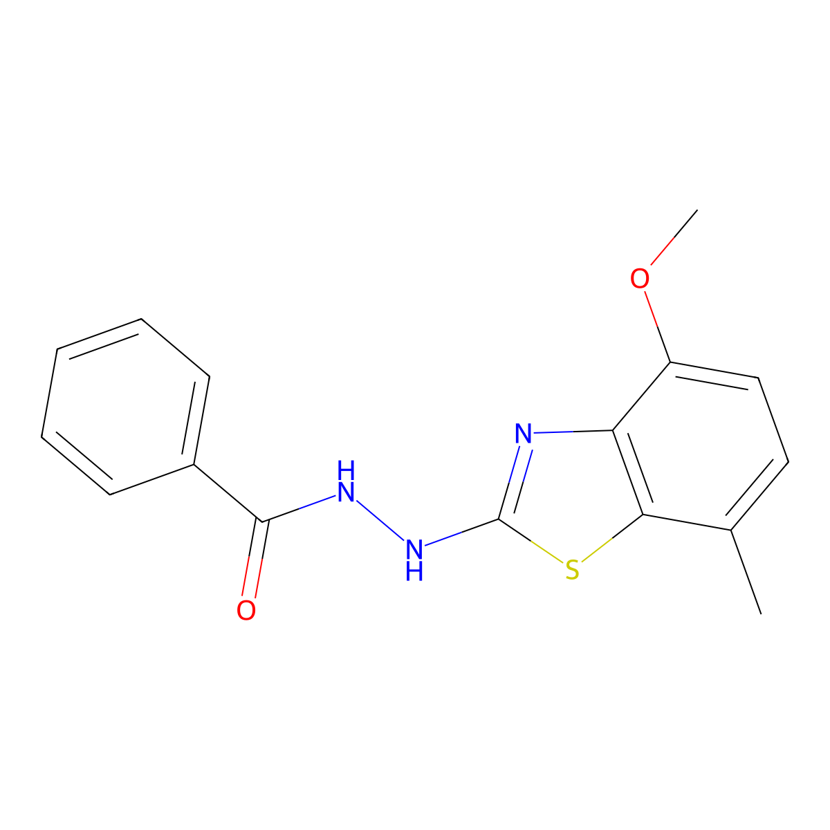 N'-(4-methoxy-7-methyl-1,3-benzothiazol-2-yl)benzohydrazide molecular structure, CAS 851987-69-4