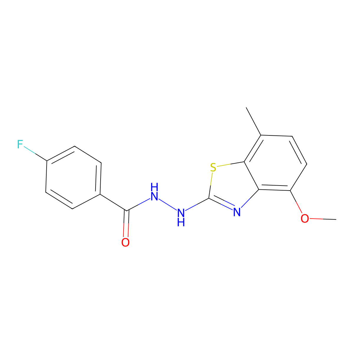 4-fluoro-N'-(4-methoxy-7-methyl-1,3-benzothiazol-2-yl)benzohydrazide molecular structure, CAS 851987-71-8