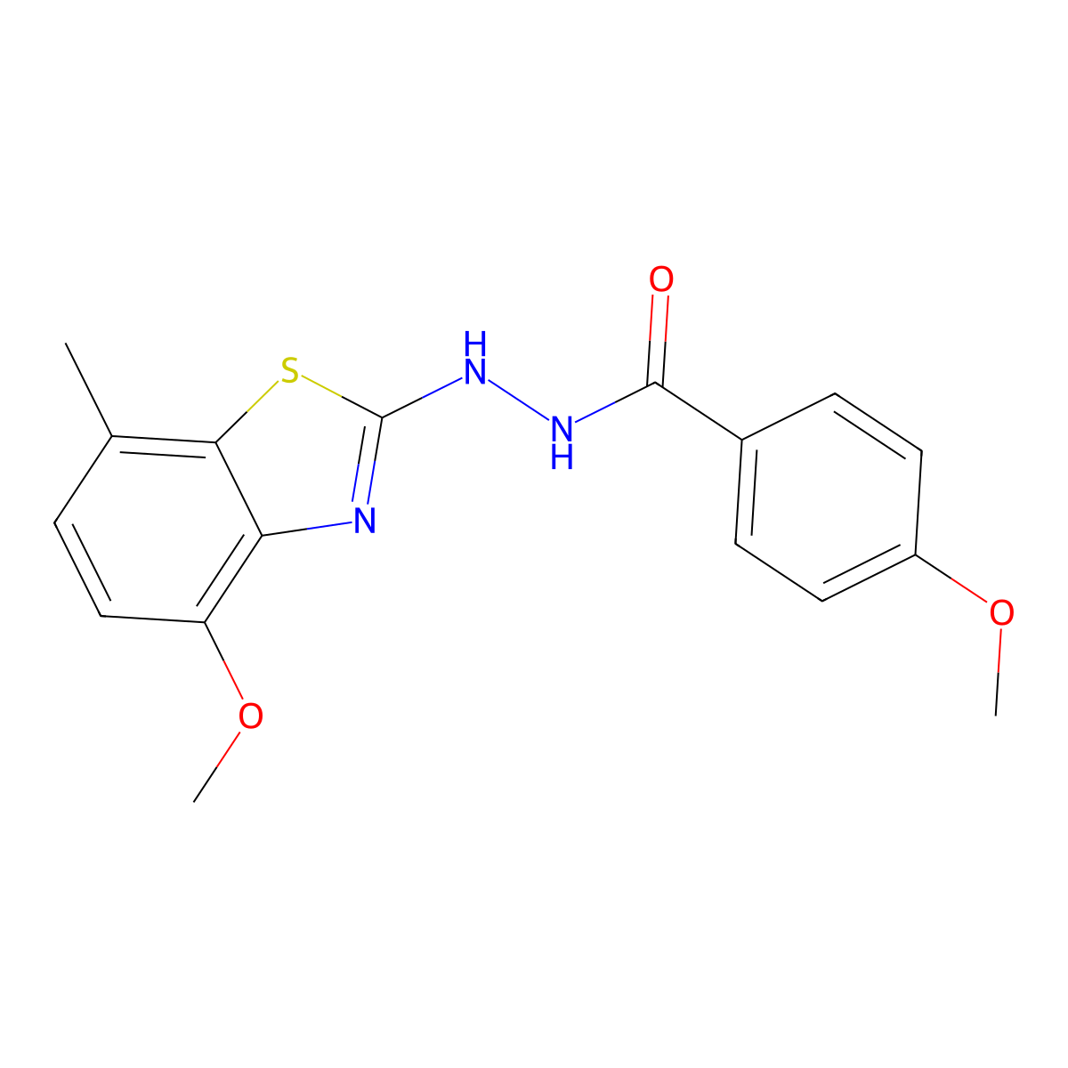 4-methoxy-N'-(4-methoxy-7-methyl-1,3-benzothiazol-2-yl)benzohydrazide molecular structure, CAS 851987-73-0