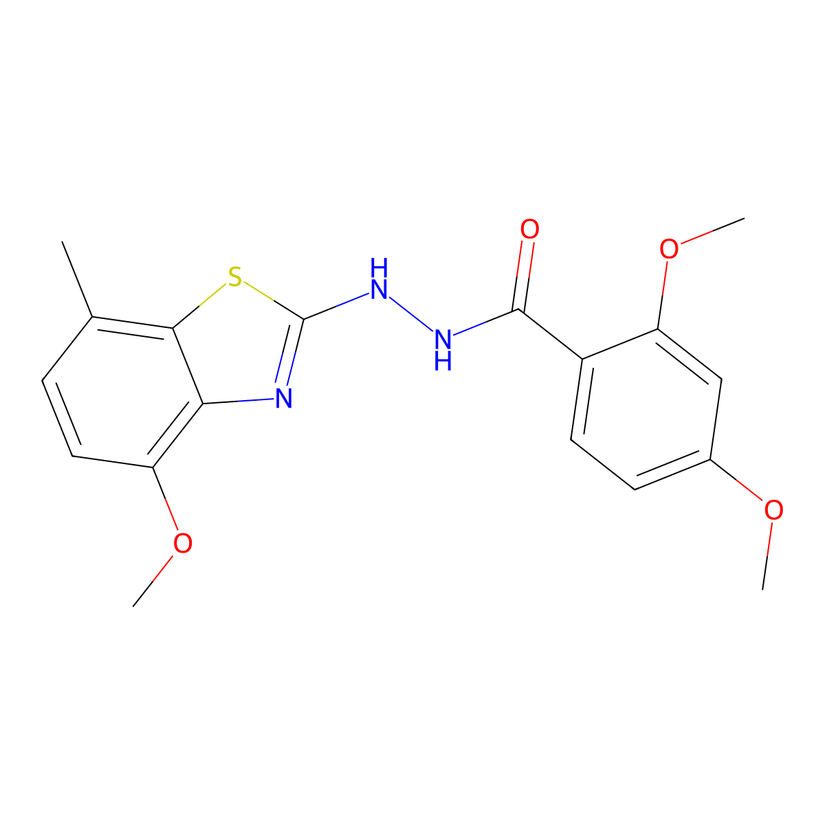 2,4-dimethoxy-N'-(4-methoxy-7-methyl-1,3-benzothiazol-2-yl)benzohydrazide molecular structure, CAS 851987-75-2