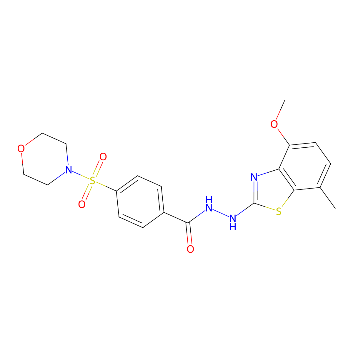 N'-(4-methoxy-7-methylbenzo[d]thiazol-2-yl)-4-(morpholinosulfonyl)benzohydrazide molecular structure, CAS 851987-77-4