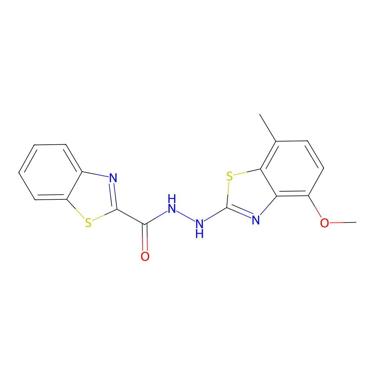 N'-(4-methoxy-7-methyl-1,3-benzothiazol-2-yl)-1,3-benzothiazole-2-carbohydrazide molecular structure, CAS 851987-80-9