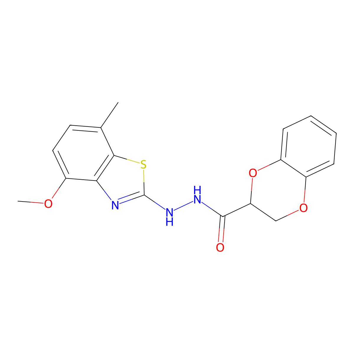 N'-(4-methoxy-7-methylbenzo[d]thiazol-2-yl)-2,3-dihydrobenzo[b][1,4]dioxine-2-carbohydrazide molecular structure, CAS 851987-86-5