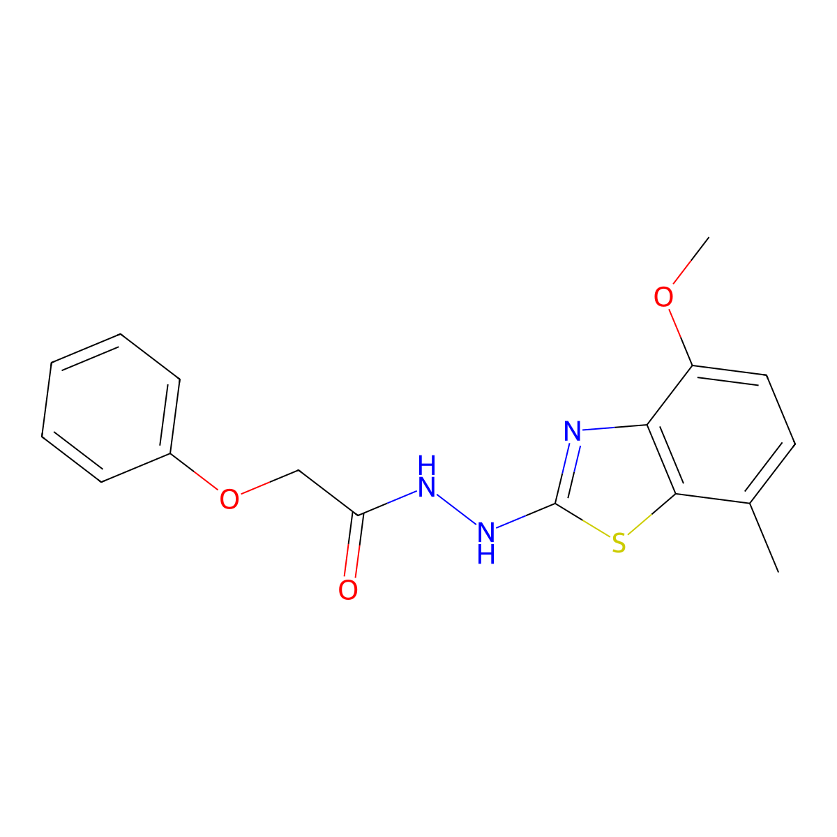 N'-(4-methoxy-7-methyl-1,3-benzothiazol-2-yl)-2-phenoxyacetohydrazide molecular structure, CAS 851987-89-8