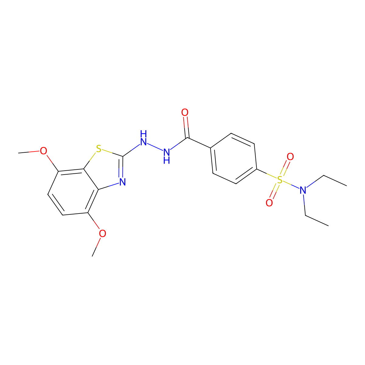 4-(2-(4,7-dimethoxybenzo[d]thiazol-2-yl)hydrazinecarbonyl)-N,N-diethylbenzenesulfonamide molecular structure, CAS 851987-90-1