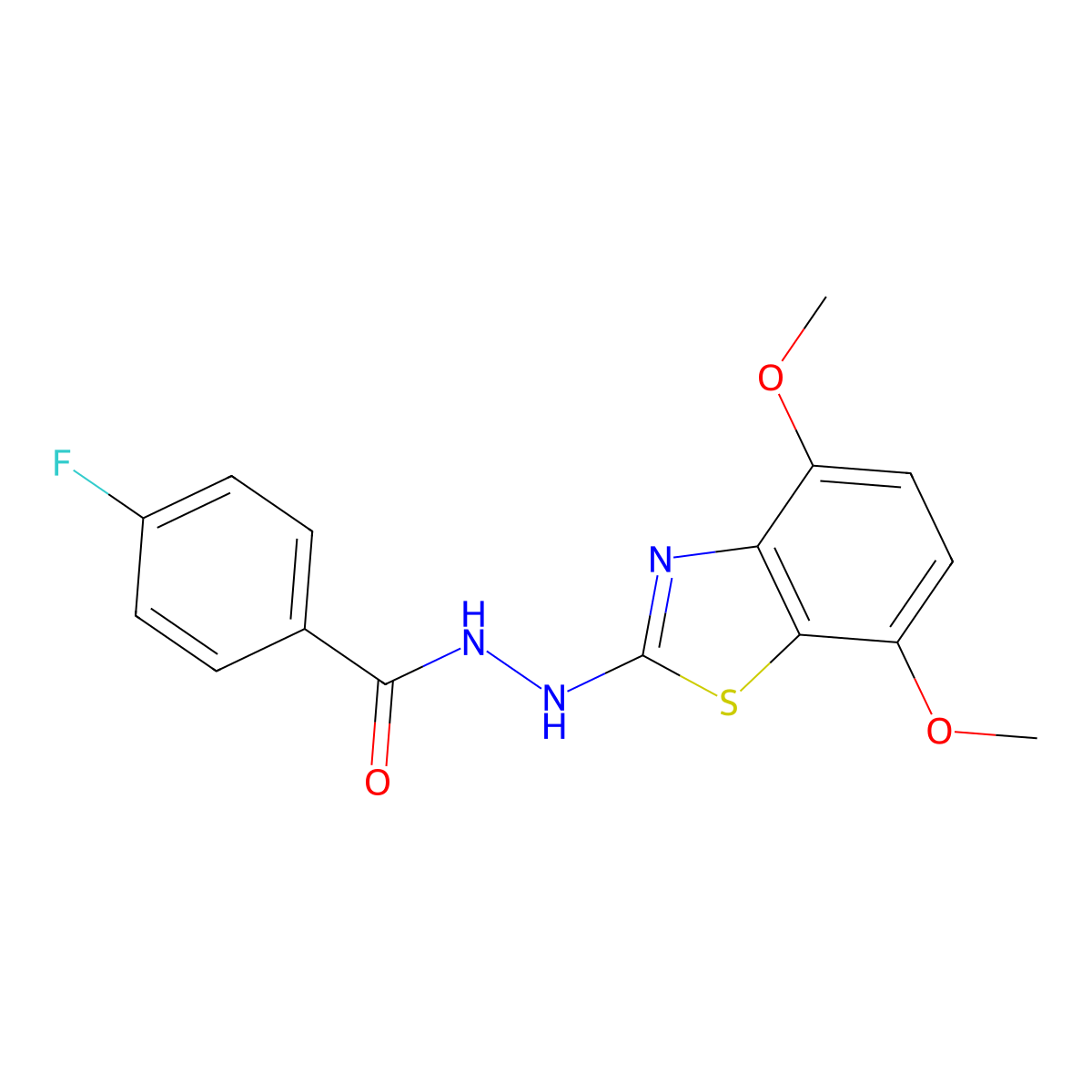 N'-(4,7-dimethoxy-1,3-benzothiazol-2-yl)-4-fluorobenzohydrazide molecular structure, CAS 851987-91-2