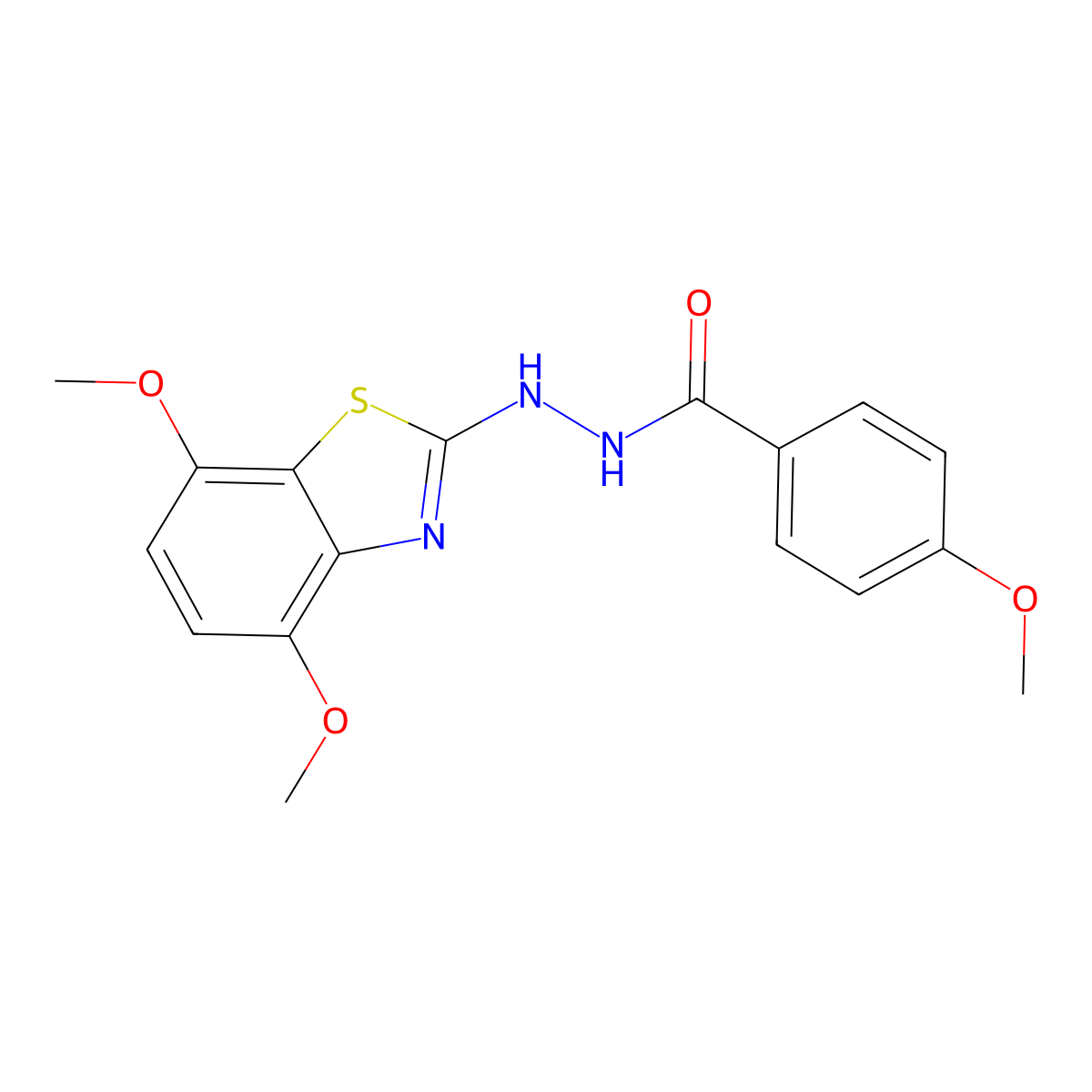 N'-(4,7-dimethoxy-1,3-benzothiazol-2-yl)-4-methoxybenzohydrazide molecular structure, CAS 851987-93-4