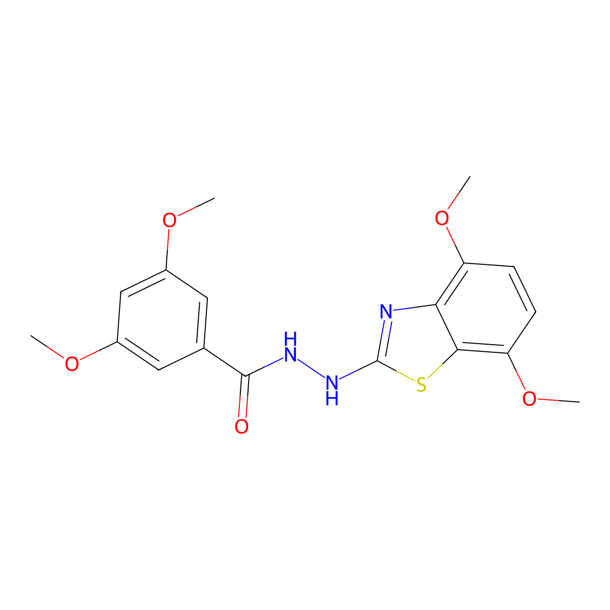 N'-(4,7-dimethoxy-1,3-benzothiazol-2-yl)-3,5-dimethoxybenzohydrazide molecular structure, CAS 851987-94-5