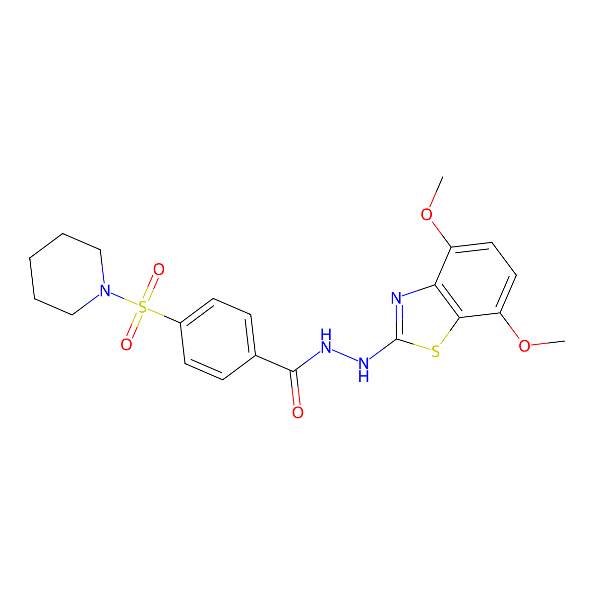 N'-(4,7-dimethoxybenzo[d]thiazol-2-yl)-4-(piperidin-1-ylsulfonyl)benzohydrazide molecular structure, CAS 851987-96-7