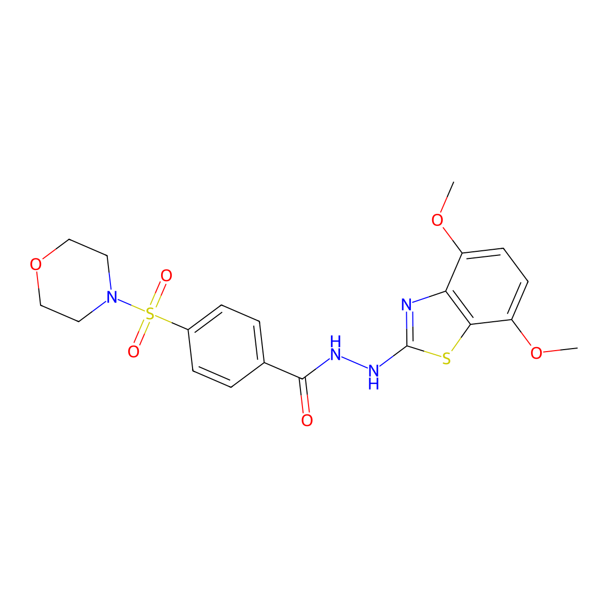 N'-(4,7-dimethoxybenzo[d]thiazol-2-yl)-4-(morpholinosulfonyl)benzohydrazide molecular structure, CAS 851987-97-8