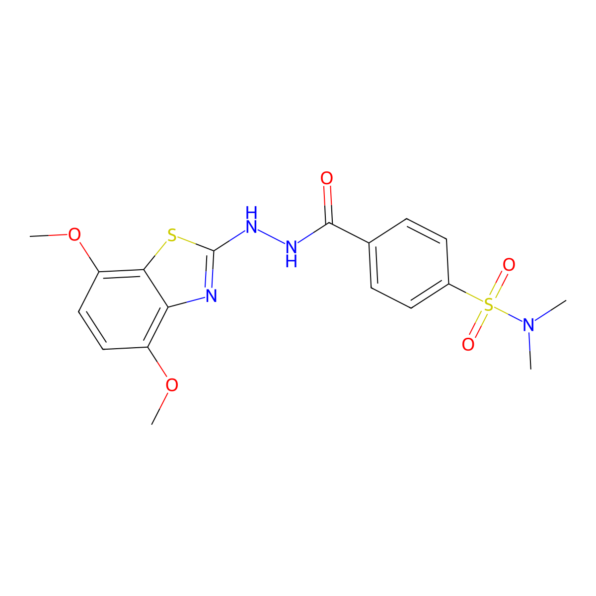 4-(2-(4,7-dimethoxybenzo[d]thiazol-2-yl)hydrazinecarbonyl)-N,N-dimethylbenzenesulfonamide molecular structure, CAS 851987-99-0
