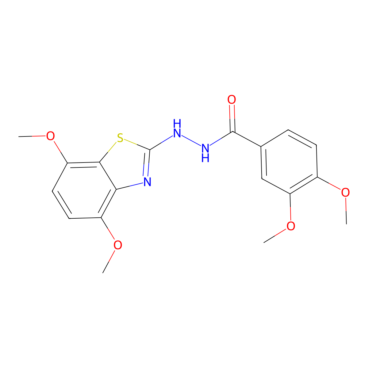 N'-(4,7-dimethoxy-1,3-benzothiazol-2-yl)-3,4-dimethoxybenzohydrazide molecular structure, CAS 851988-00-6