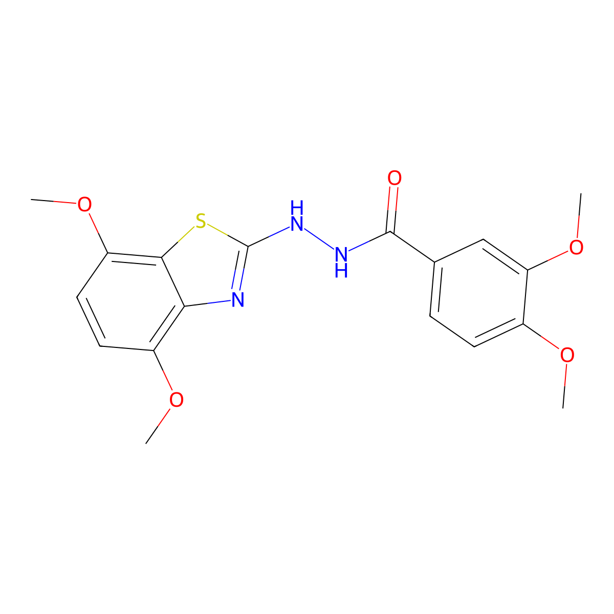 N'-(4,7-dimethoxy-1,3-benzothiazol-2-yl)-3,4-dimethoxybenzohydrazide molecular structure, CAS 851988-00-6