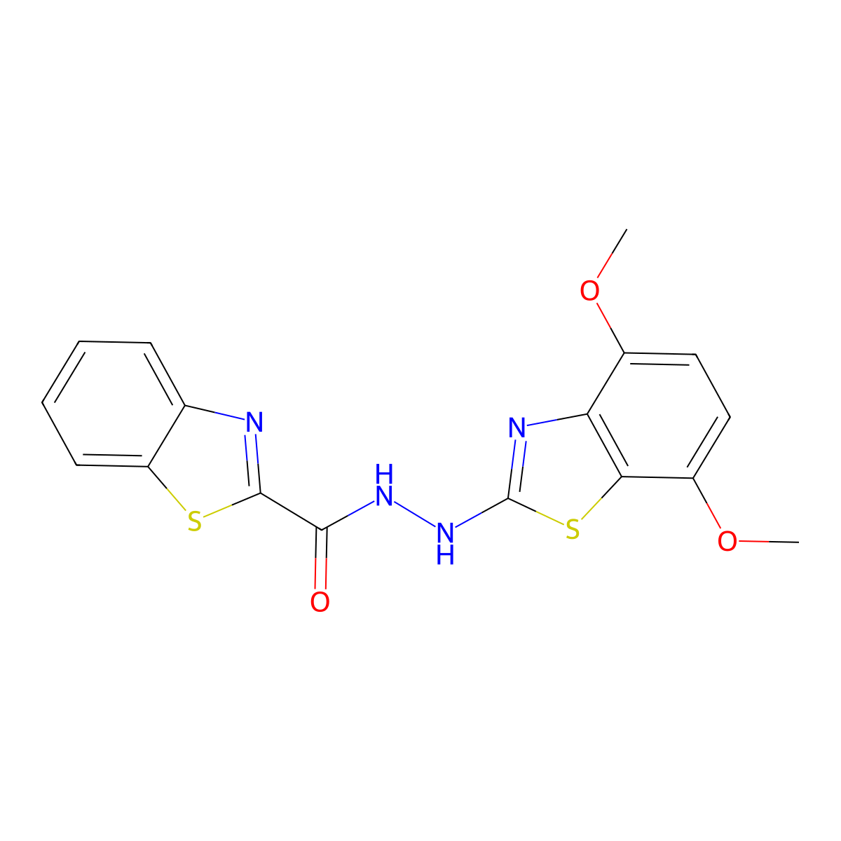 N'-(4,7-dimethoxy-1,3-benzothiazol-2-yl)-1,3-benzothiazole-2-carbohydrazide molecular structure, CAS 851988-01-7
