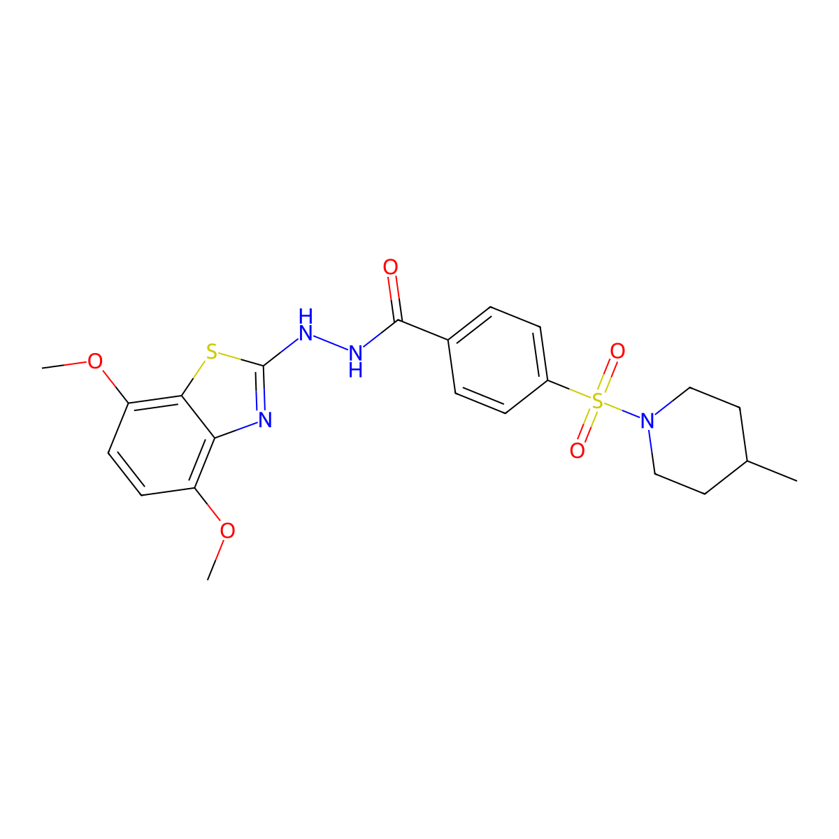 N'-(4,7-dimethoxybenzo[d]thiazol-2-yl)-4-((4-methylpiperidin-1-yl)sulfonyl)benzohydrazide molecular structure, CAS 851988-08-4