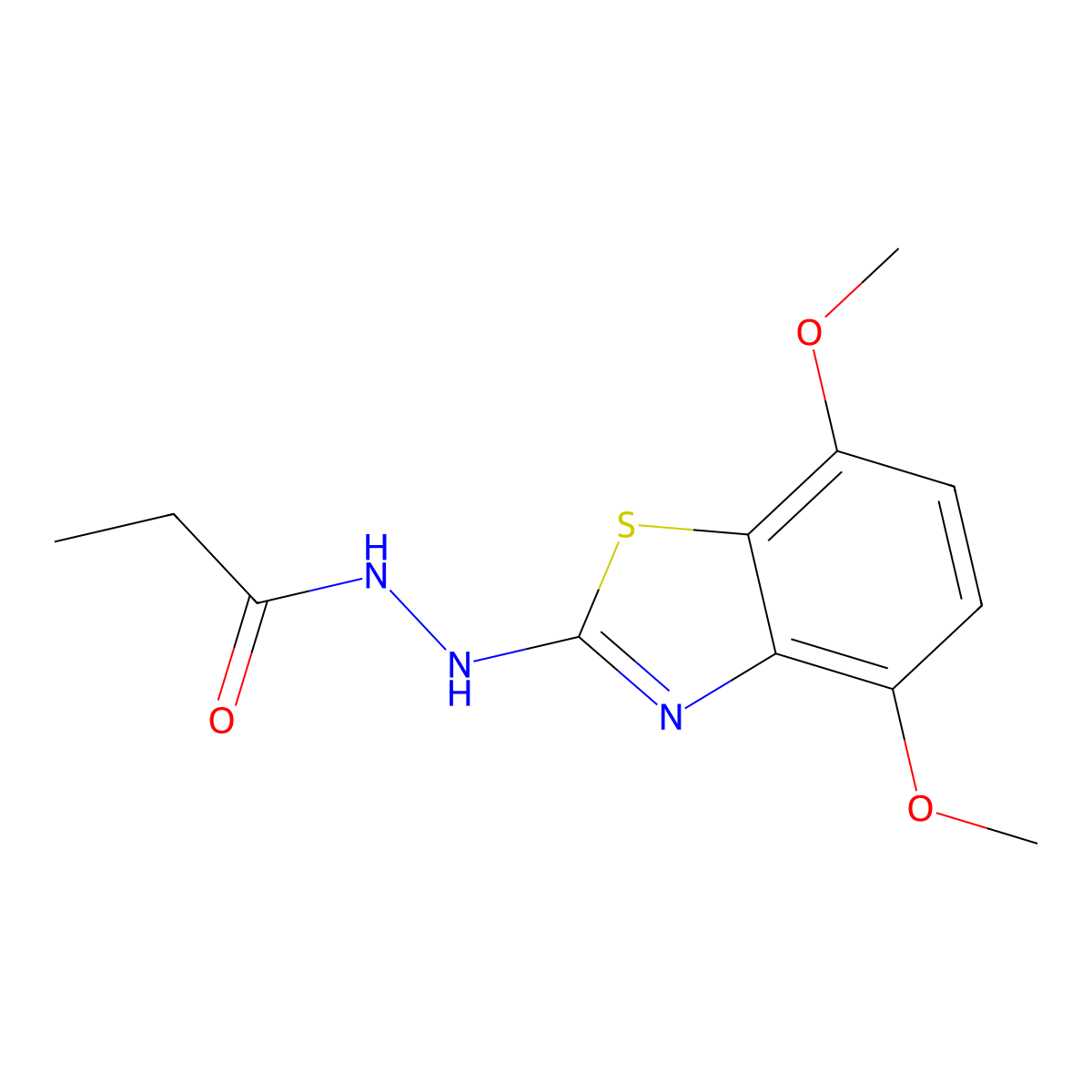 N'-(4,7-dimethoxybenzo[d]thiazol-2-yl)propionohydrazide molecular structure, CAS 851988-10-8