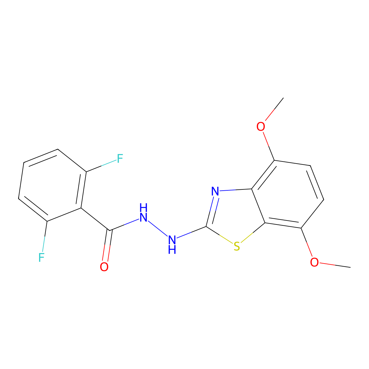 N'-(4,7-dimethoxy-1,3-benzothiazol-2-yl)-2,6-difluorobenzohydrazide molecular structure, CAS 851988-11-9
