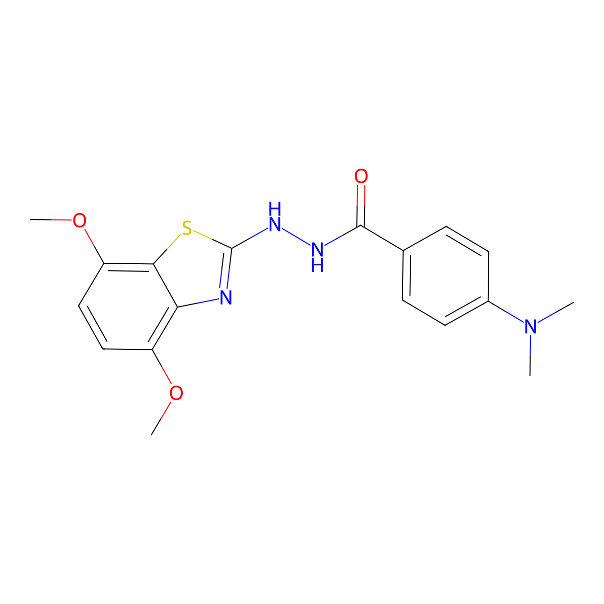 N'-(4,7-dimethoxy-1,3-benzothiazol-2-yl)-4-(dimethylamino)benzohydrazide molecular structure, CAS 851988-12-0