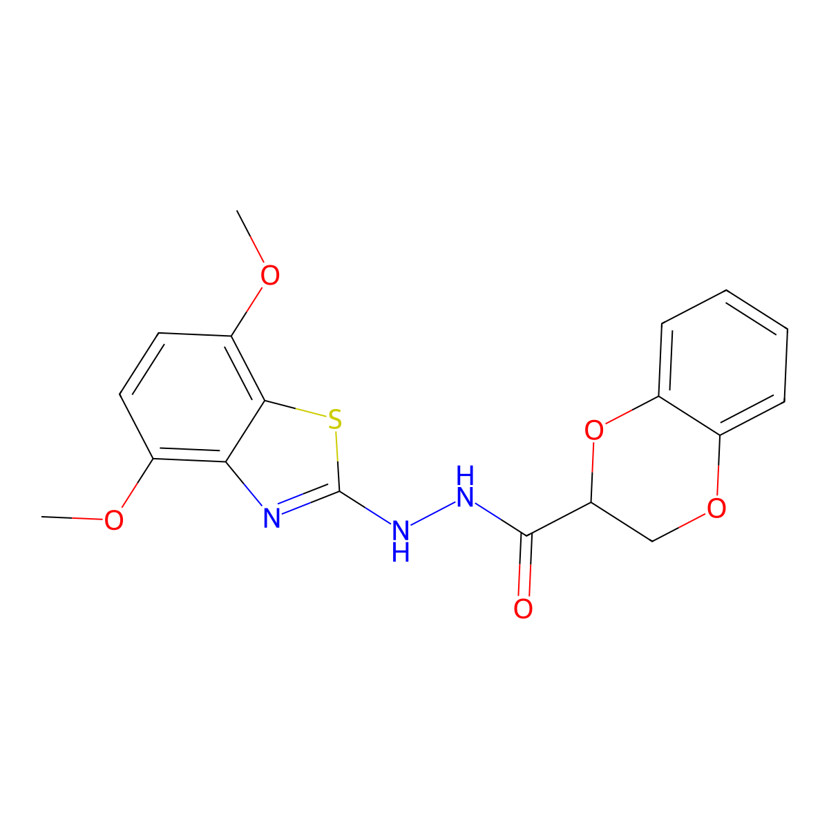 N'-(4,7-dimethoxybenzo[d]thiazol-2-yl)-2,3-dihydrobenzo[b][1,4]dioxine-2-carbohydrazide molecular structure, CAS 851988-13-1