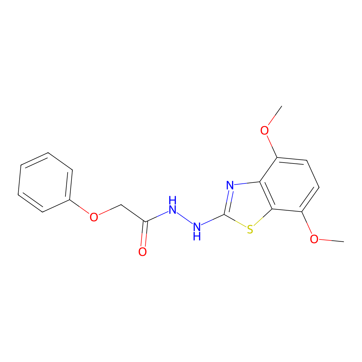 N'-(4,7-dimethoxy-1,3-benzothiazol-2-yl)-2-phenoxyacetohydrazide molecular structure, CAS 851988-15-3