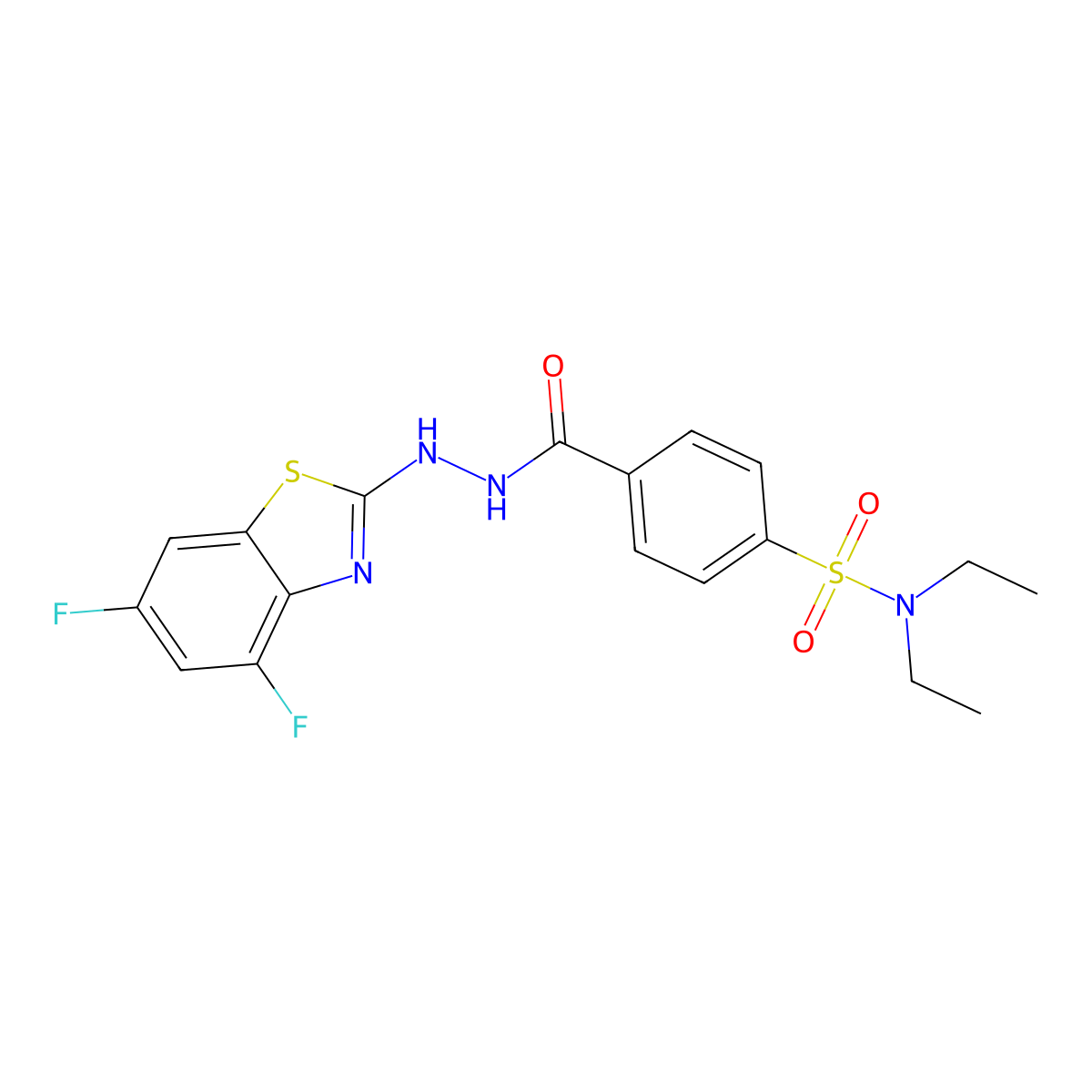 4-(2-(4,6-difluorobenzo[d]thiazol-2-yl)hydrazinecarbonyl)-N,N-diethylbenzenesulfonamide molecular structure, CAS 851988-17-5